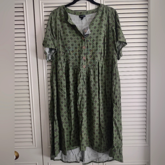 Torrid Mini Rayon Slub Button Front Fit N Flare Dress - Picture 3 of 5